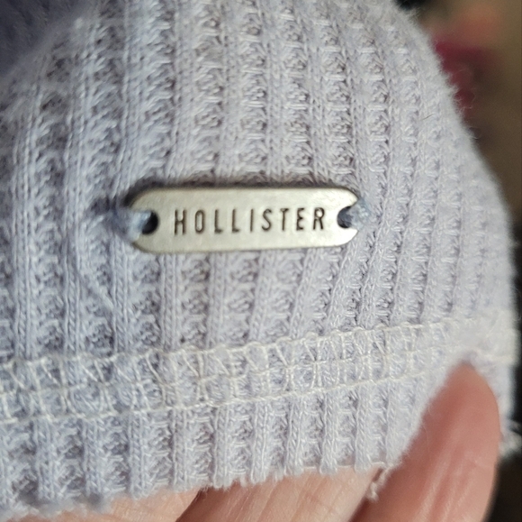 Hollister Baby Blue Cropped Waffle Knit Long sleeve Top Small - Picture 6 of 6